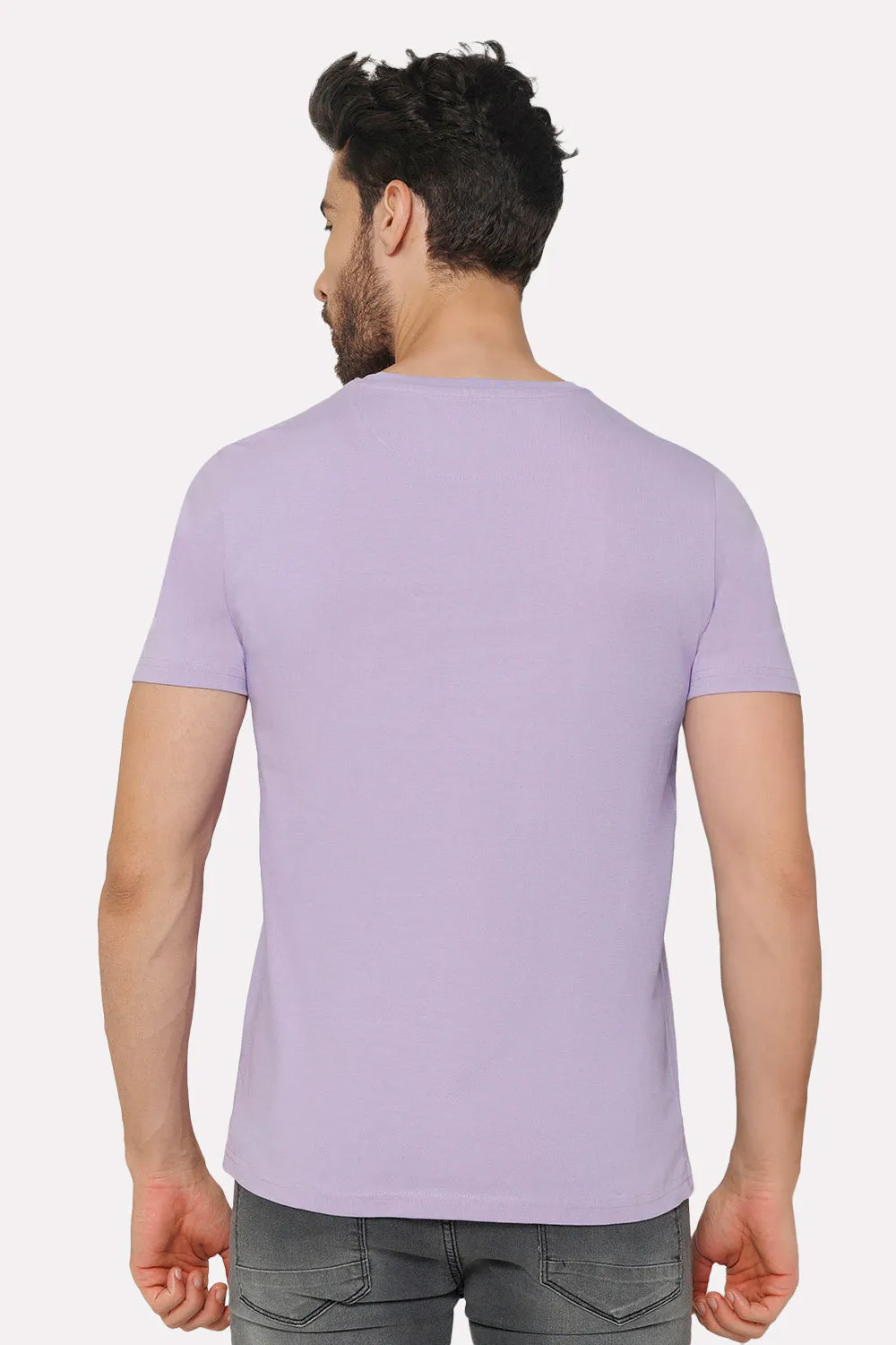 Enhance Men's Printed Crew Neck Casual T-Shirt - Lilac - TS34