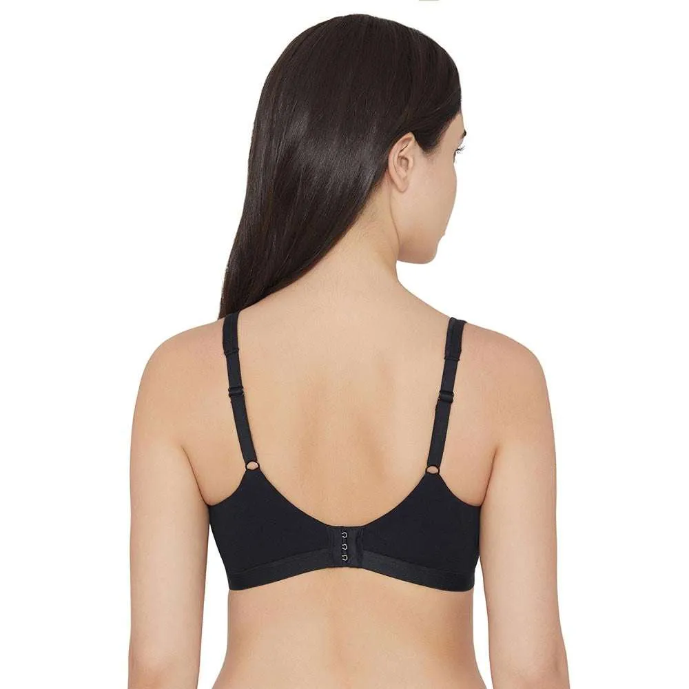 Essentials Non-padded Non-wired Full Cup Everyday Wear Cotton Blend Comfort Bra - Black