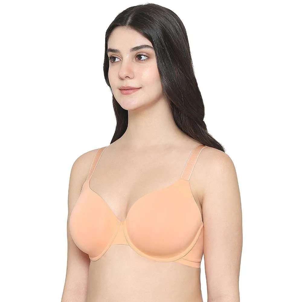 Everyday Elegance Padded Wired Full Cup Everyday Wear Smooth Finish T-Shirt Bra - Peach