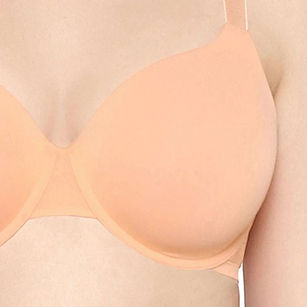 Everyday Elegance Padded Wired Full Cup Everyday Wear Smooth Finish T-Shirt Bra - Peach