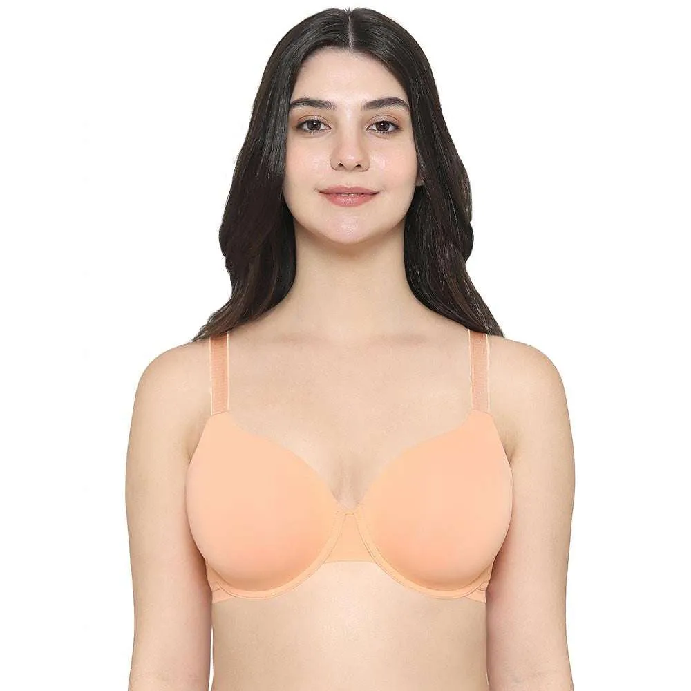 Everyday Elegance Padded Wired Full Cup Everyday Wear Smooth Finish T-Shirt Bra - Peach