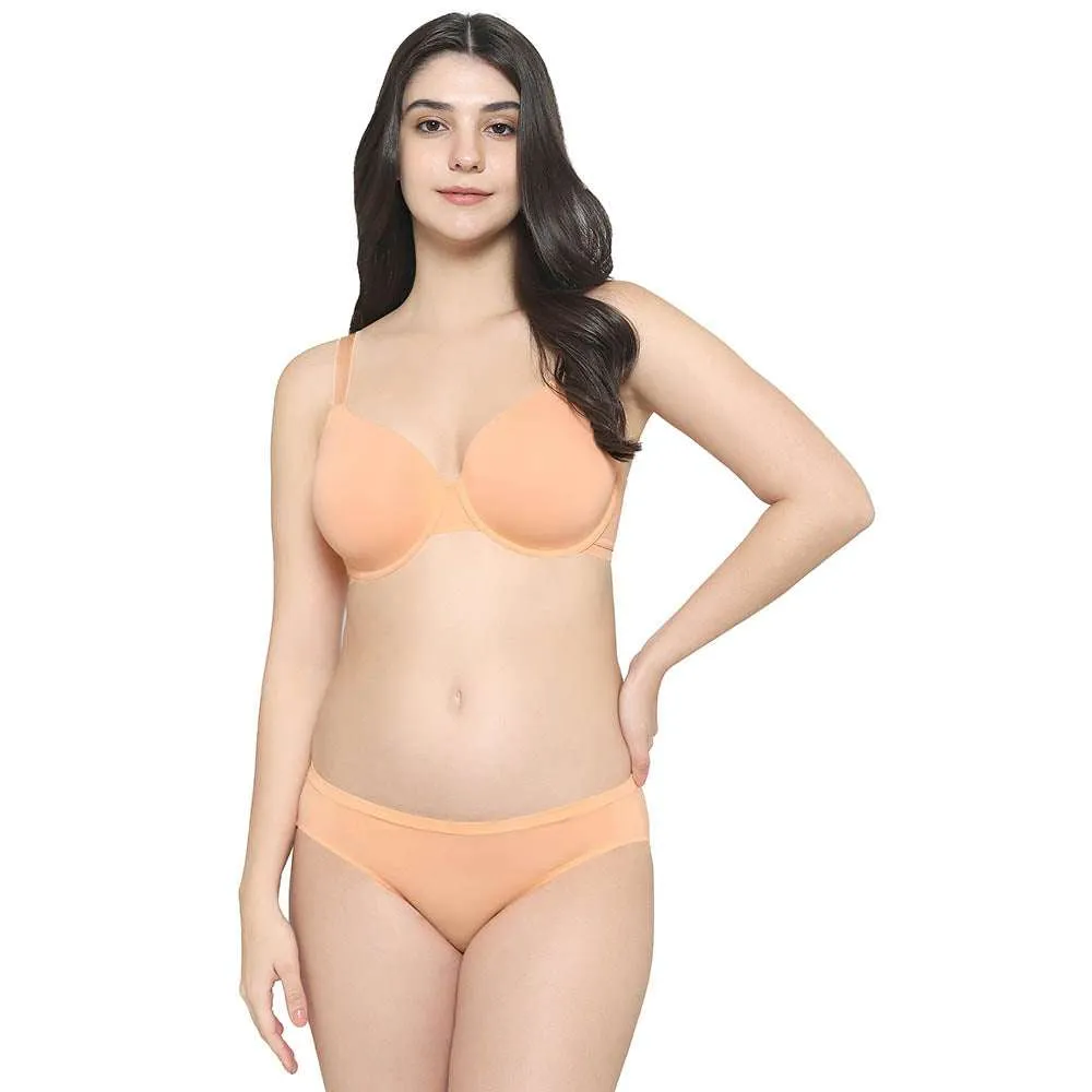 Everyday Elegance Padded Wired Full Cup Everyday Wear Smooth Finish T-Shirt Bra - Peach