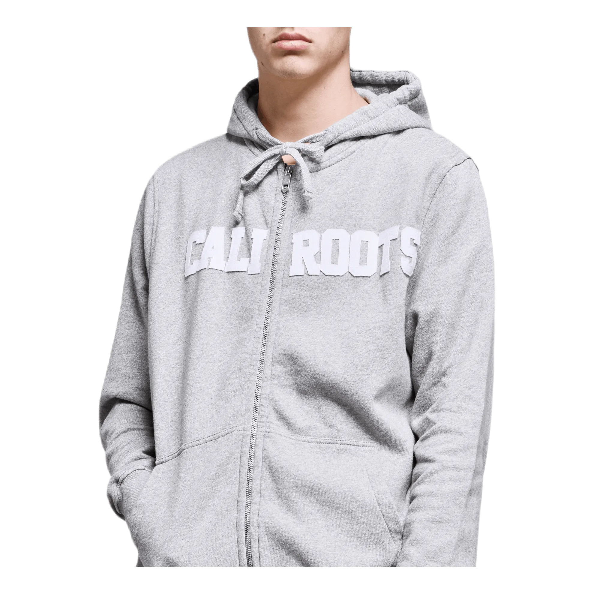 Felt Logo Zip Hoodie Gray