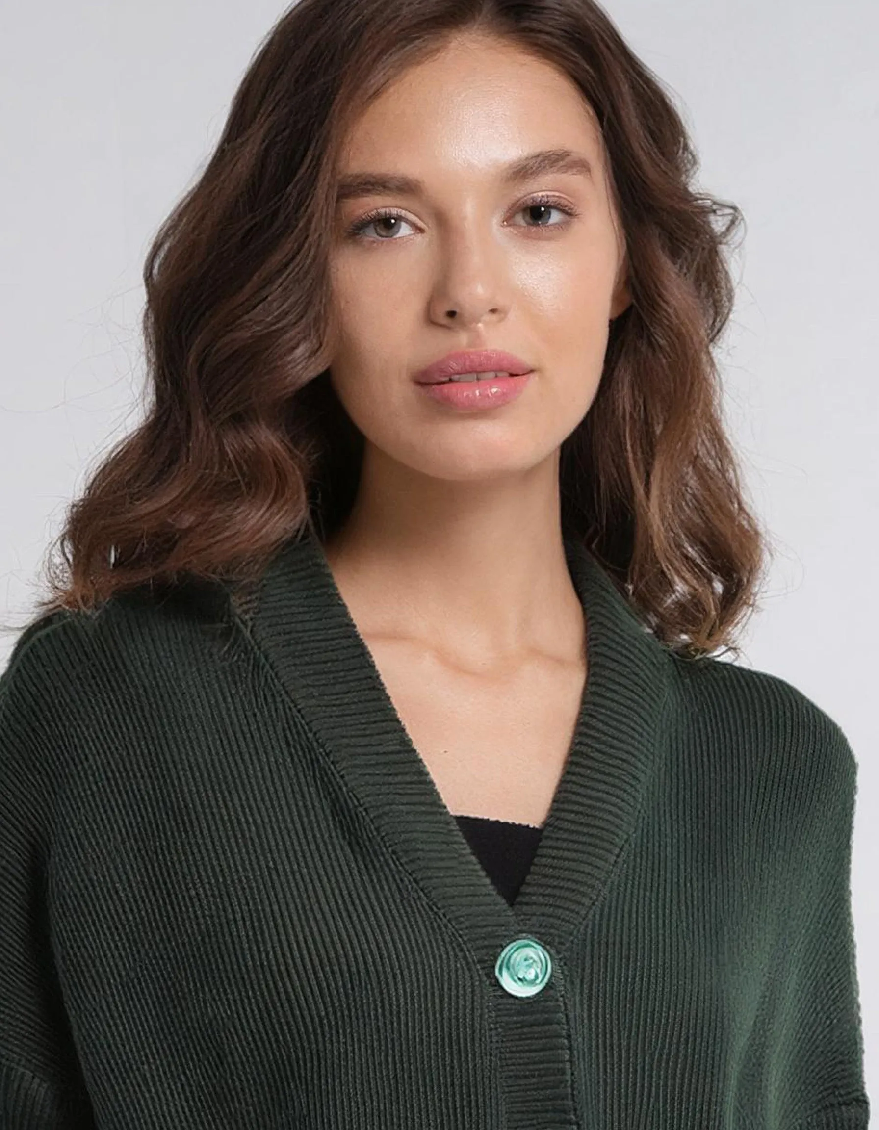 Forest Green Button-Up Cardigan