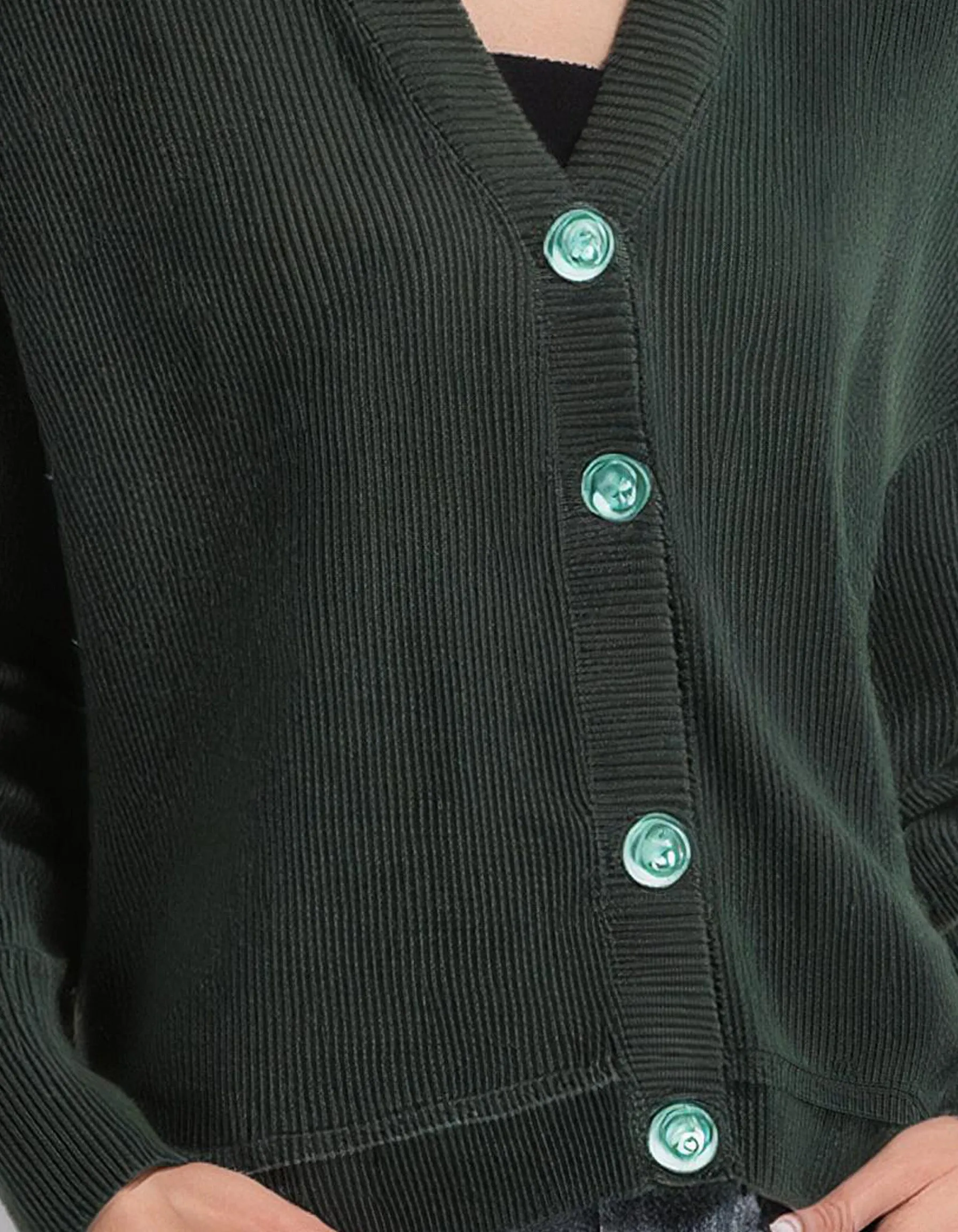 Forest Green Button-Up Cardigan