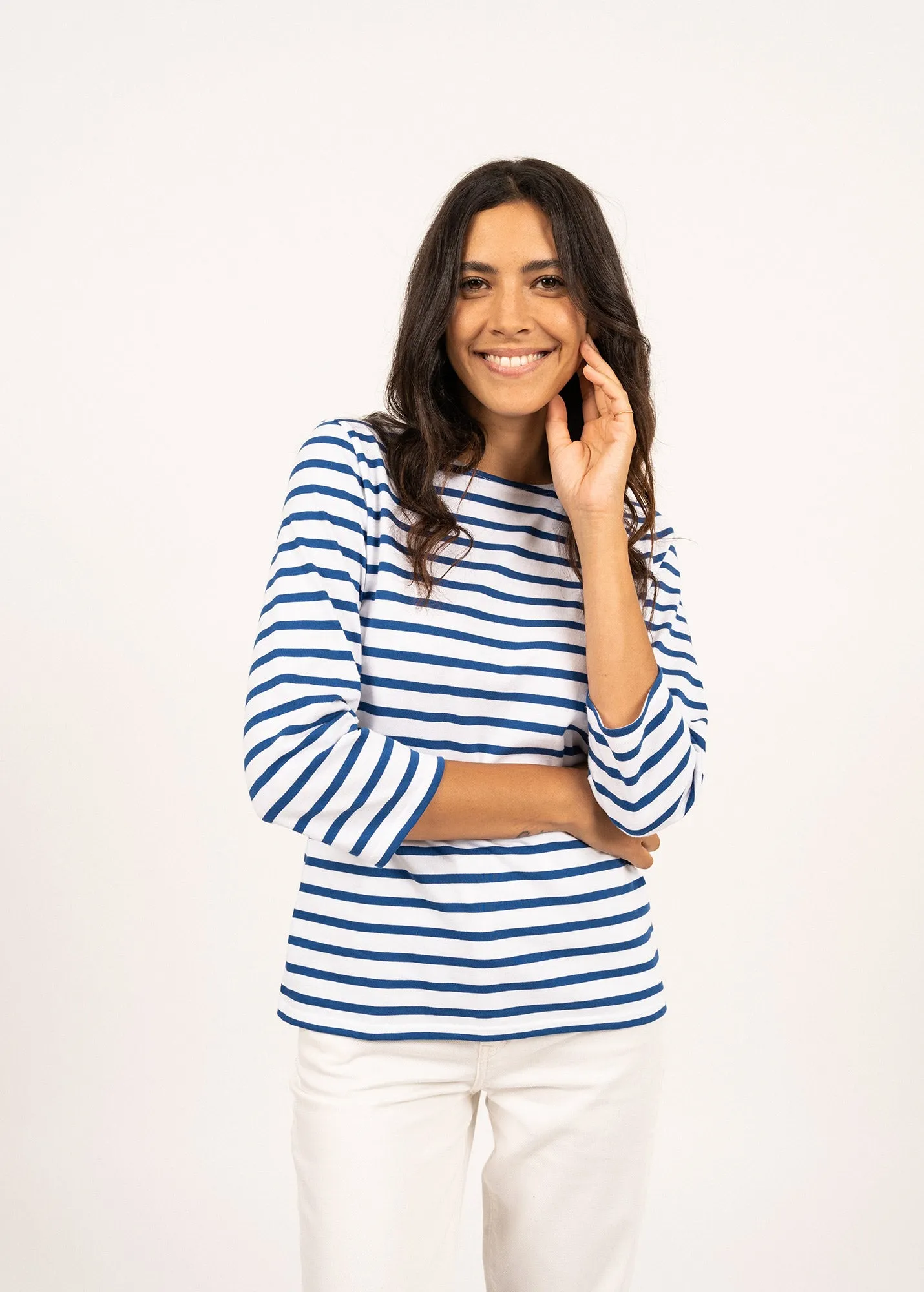 Galathée striped sailor shirt - slim fit, in light cotton (NEIGE/GITANE)