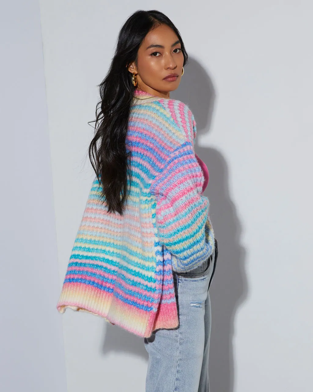 Gayle Knit Stripe Open Front Cardigan