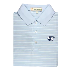 GSU Sky Blue & White Magnolia Stripe Performance Polo - Knit Collar