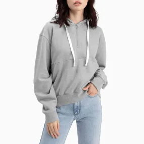 Half-Zip Fleece Hoodie (Heather Grey)