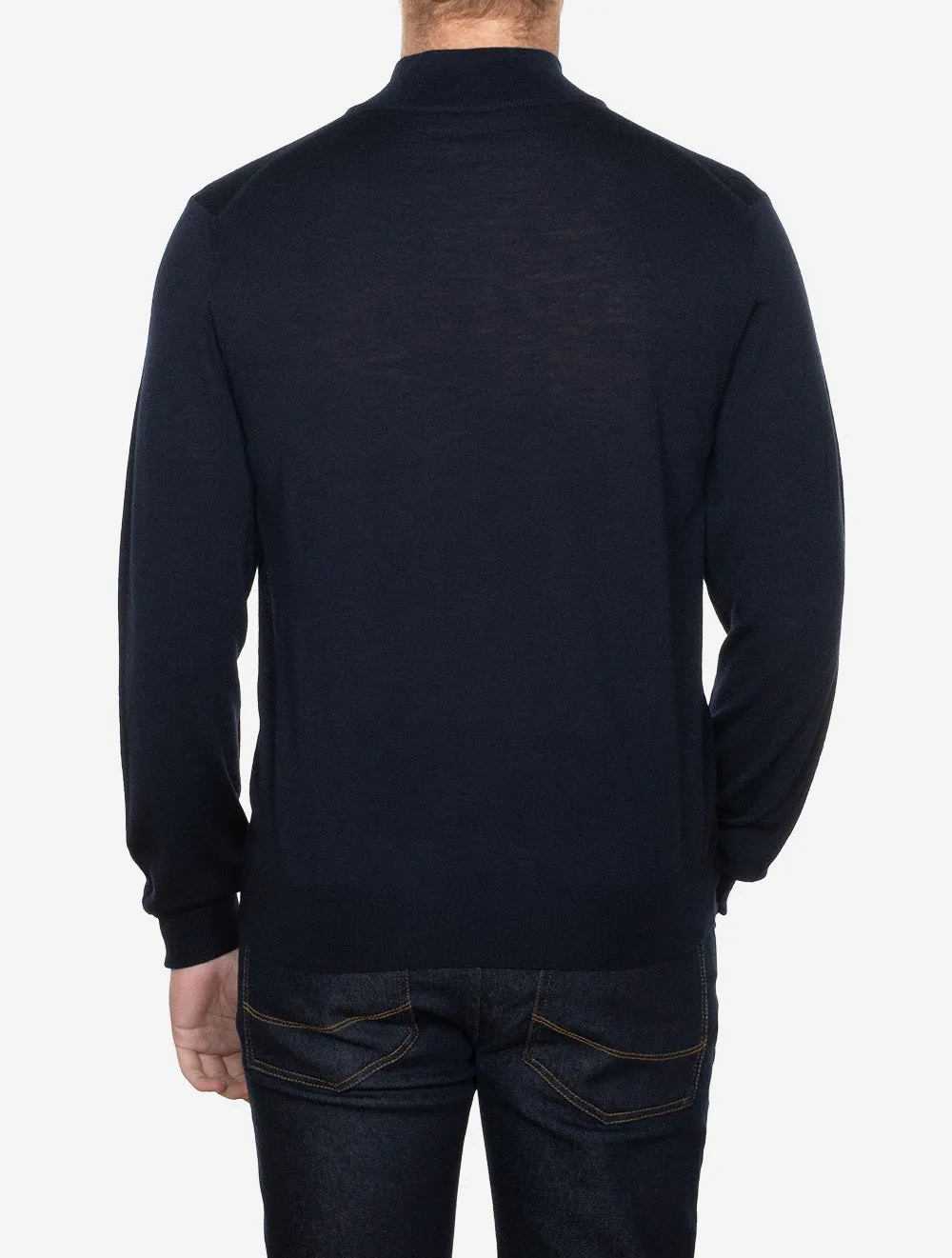 Half Zip Merino Wool Knitwear Navy