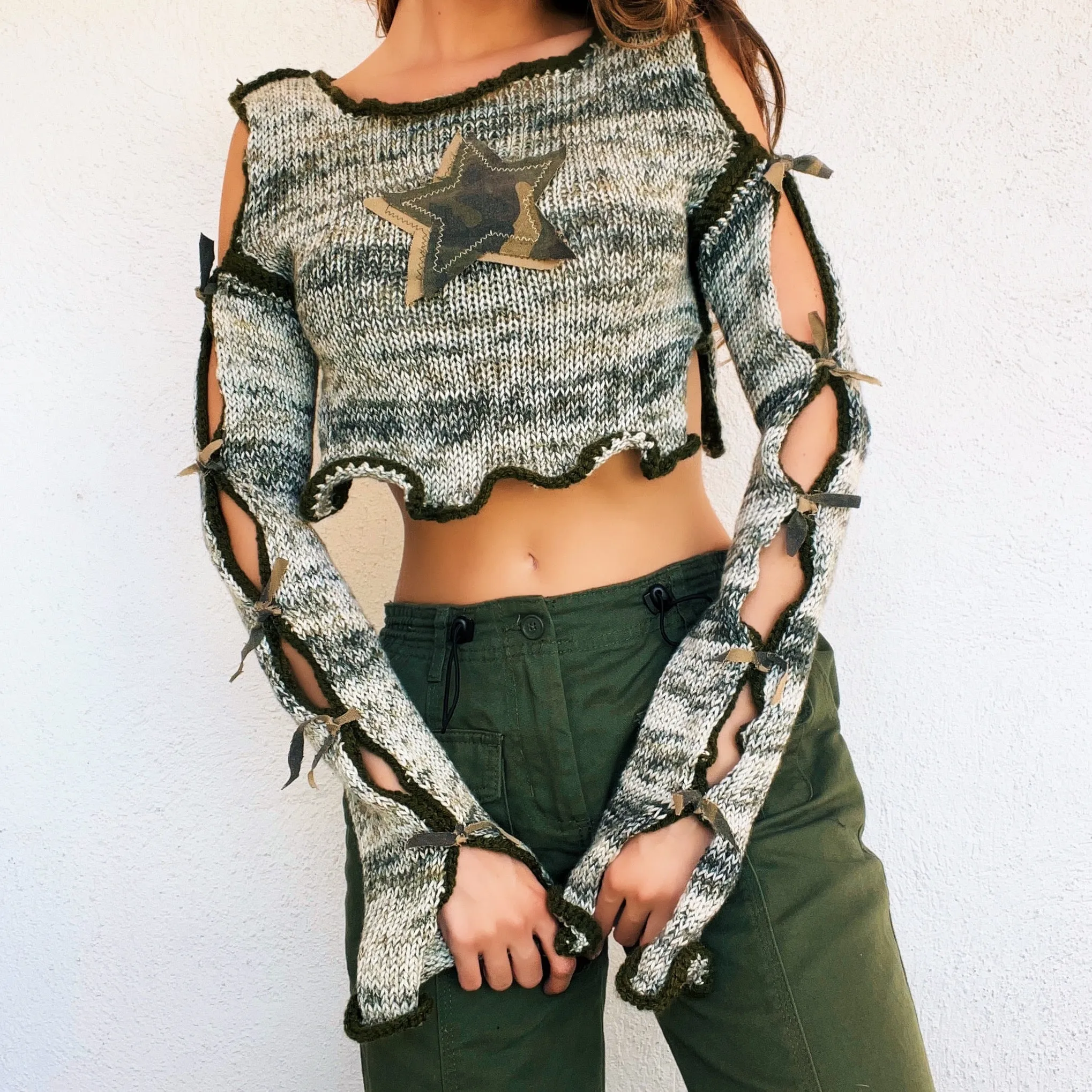 Handmade Camo Star Sweater (S)