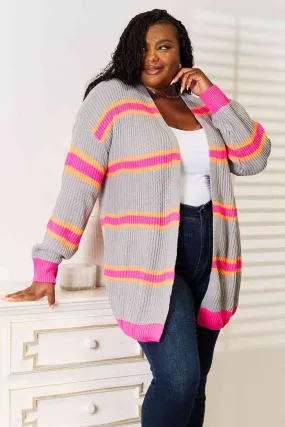 Hazel Blues® |  Woven Right Ribbed Long Sleeve Cardigan