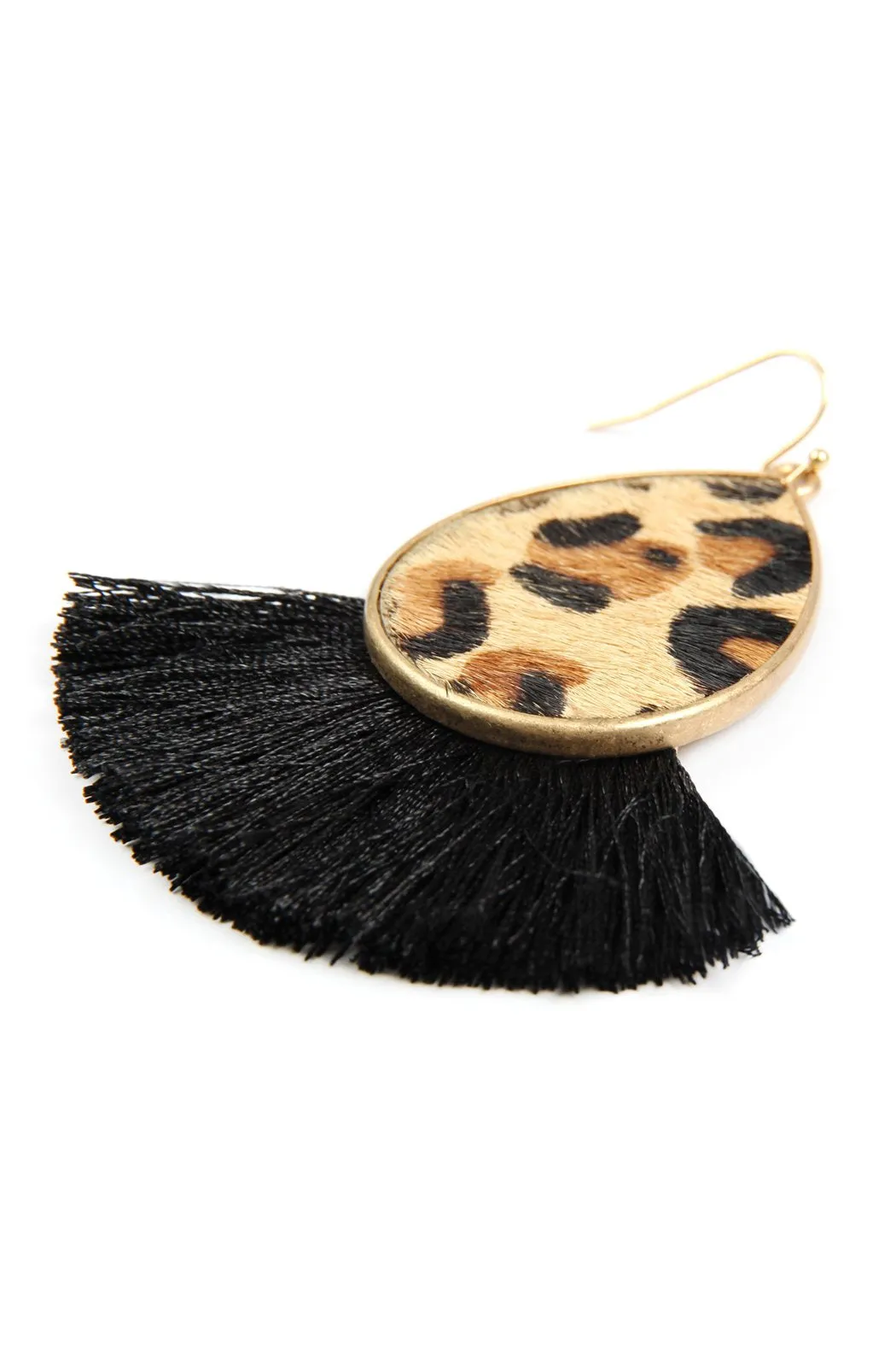 Ke7083 - Animal Print Tassel Fringe Earrings