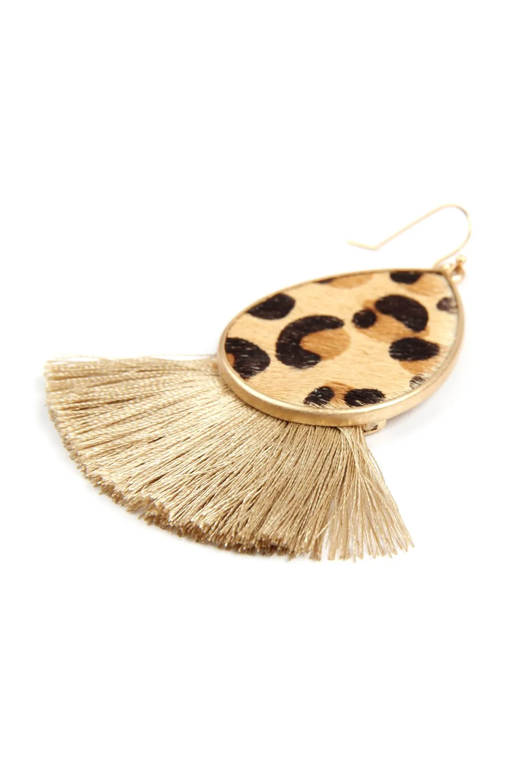 Ke7083 - Animal Print Tassel Fringe Earrings