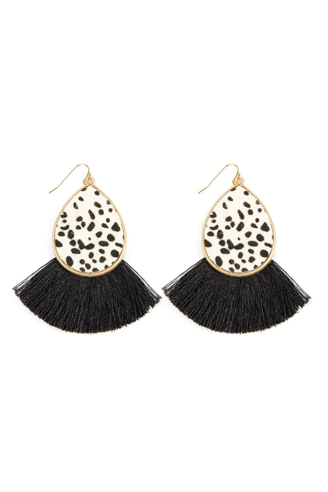 Ke7083 - Animal Print Tassel Fringe Earrings