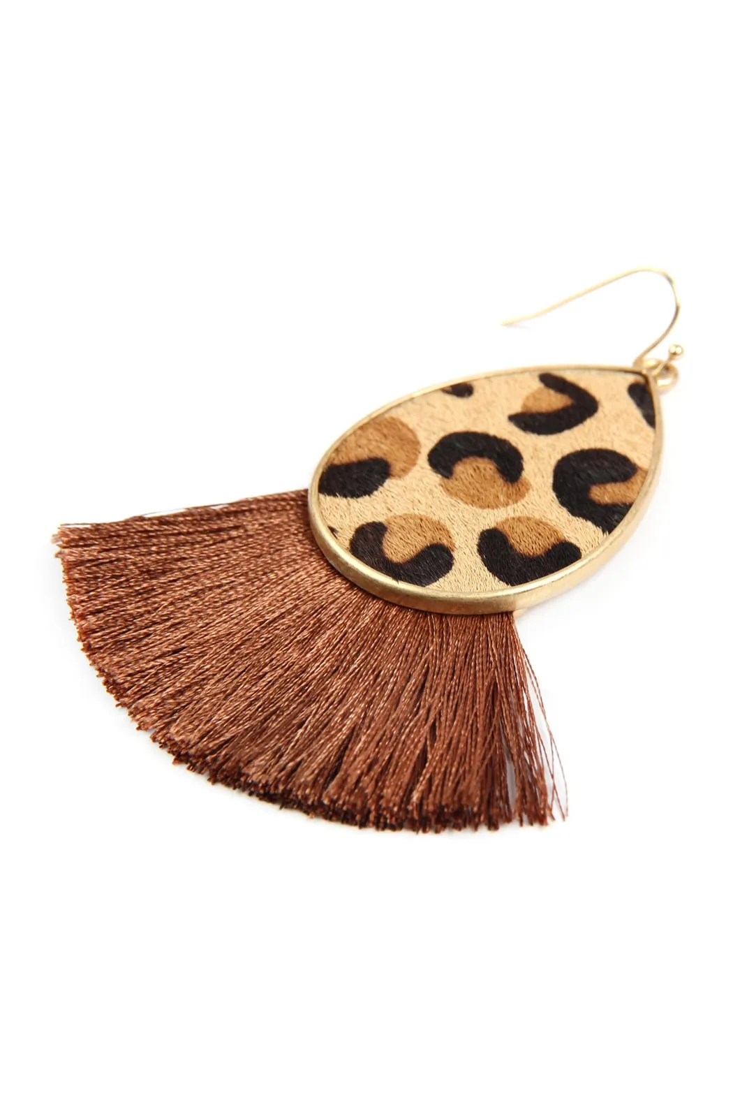 Ke7083 - Animal Print Tassel Fringe Earrings