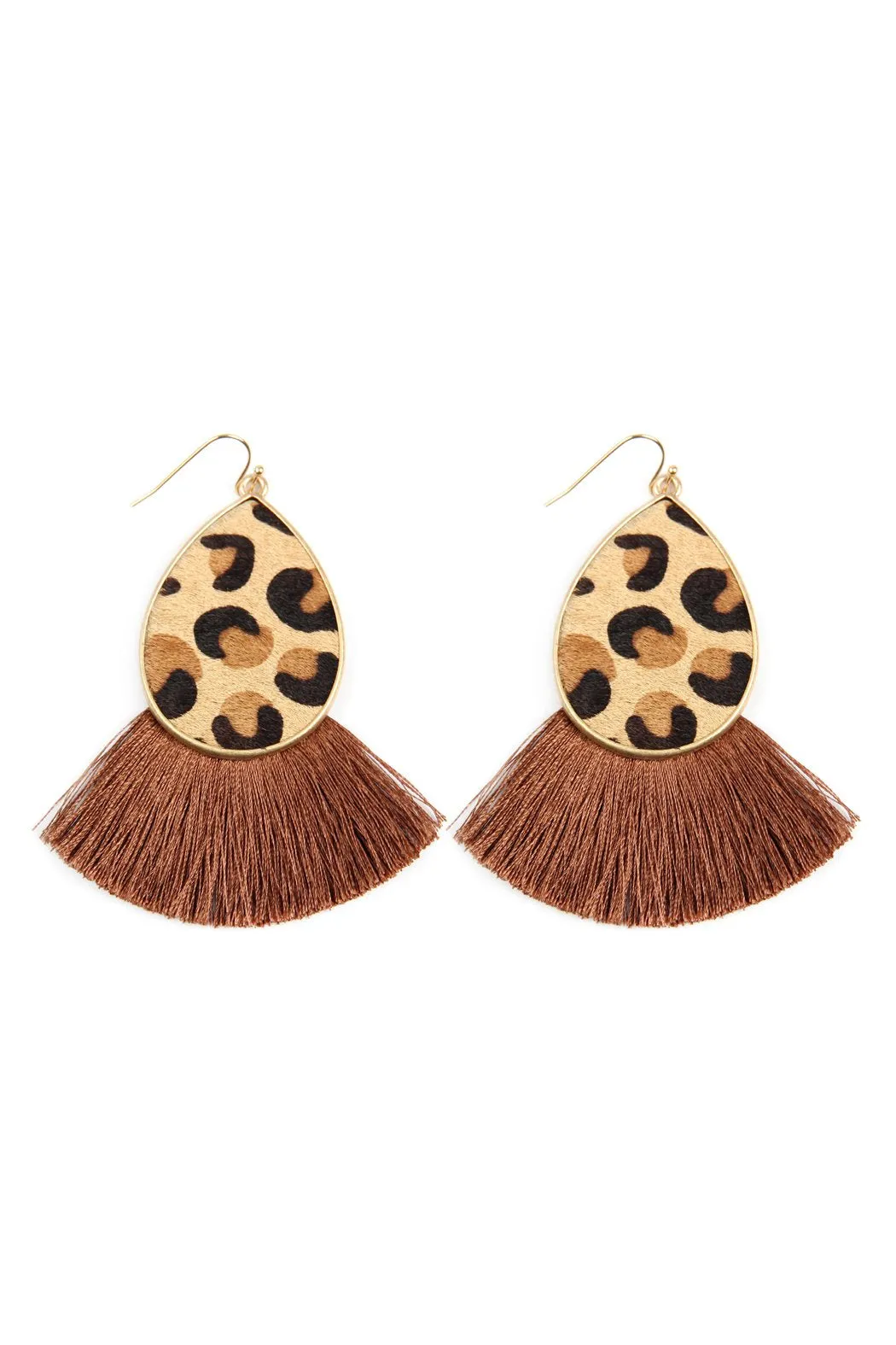 Ke7083 - Animal Print Tassel Fringe Earrings