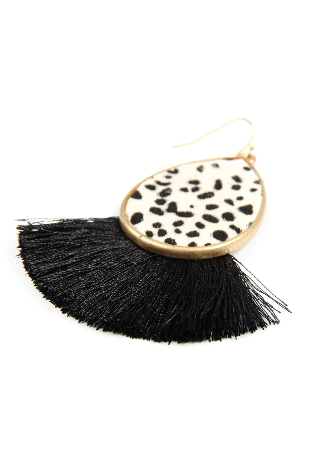 Ke7083 - Animal Print Tassel Fringe Earrings