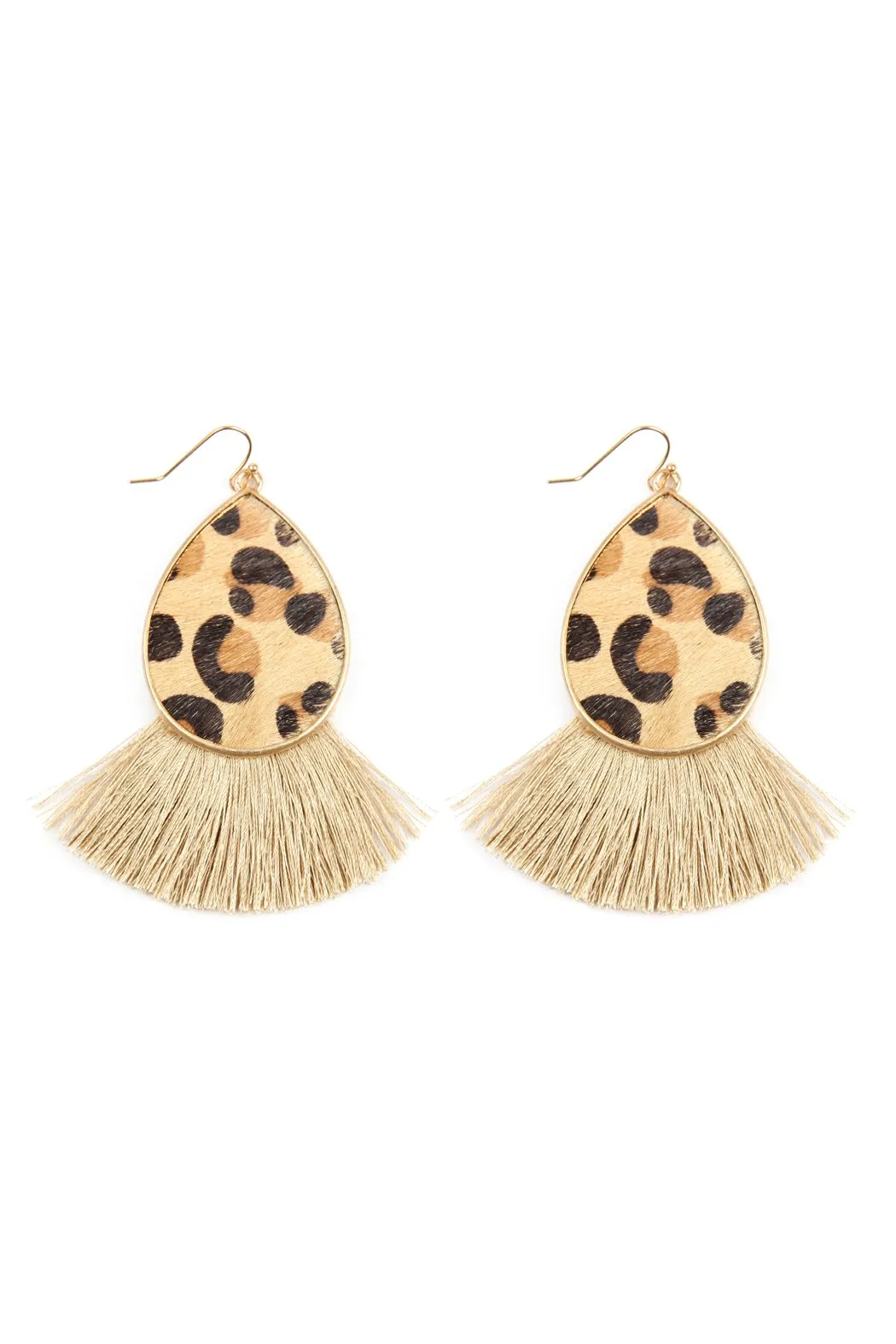 Ke7083 - Animal Print Tassel Fringe Earrings