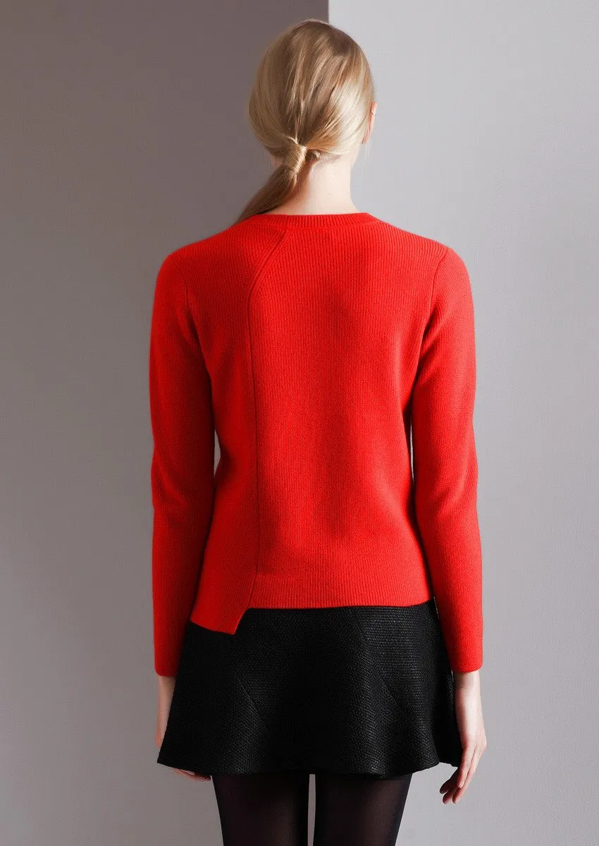 Ladies Rounded Neck Thick Cashmere Sweater