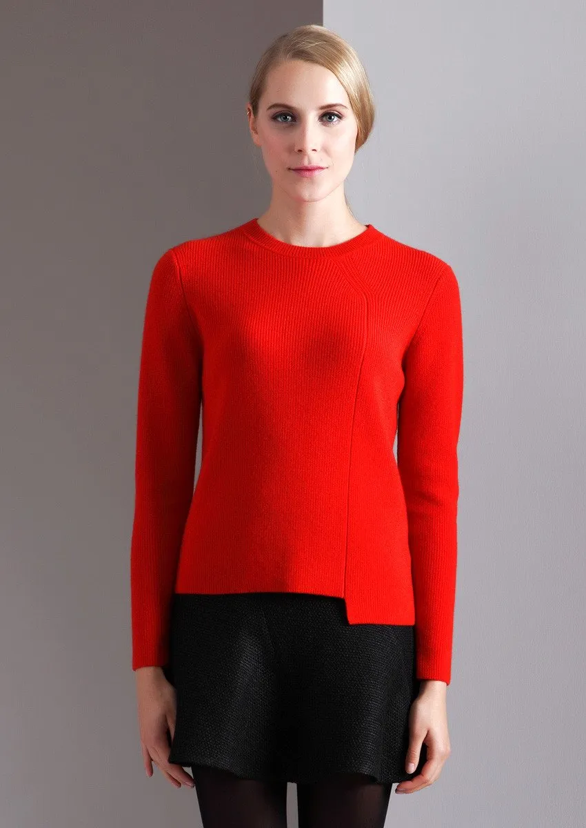 Ladies Rounded Neck Thick Cashmere Sweater