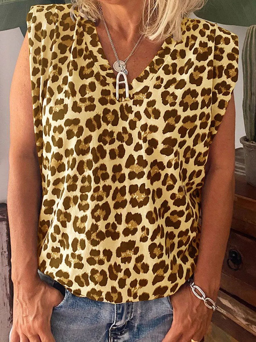 Leopard Print V-Neck T-Shirt