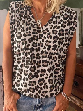 Leopard Print V-Neck T-Shirt