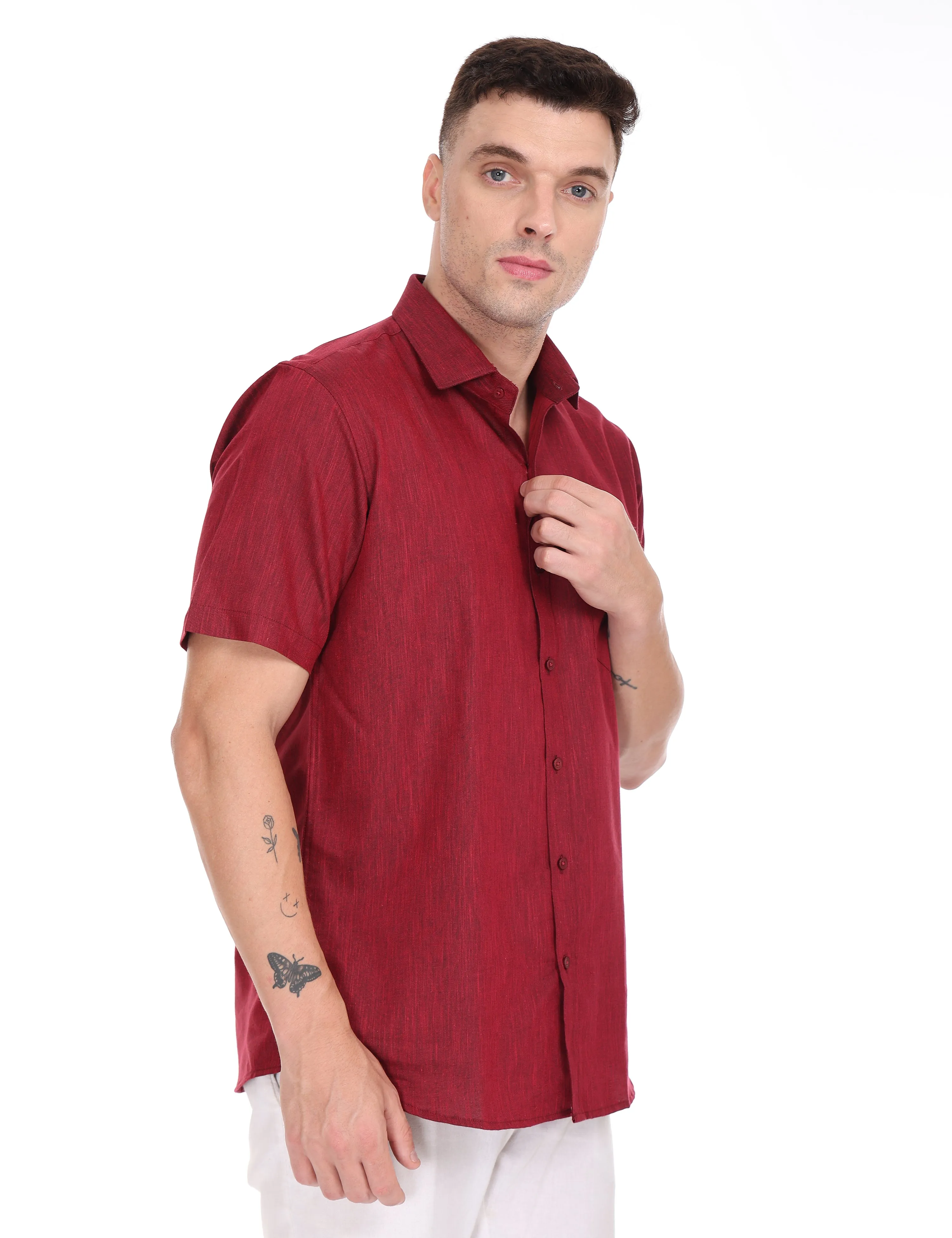 Linseed Cotton Colour Shirt Half Sleeve - 17010