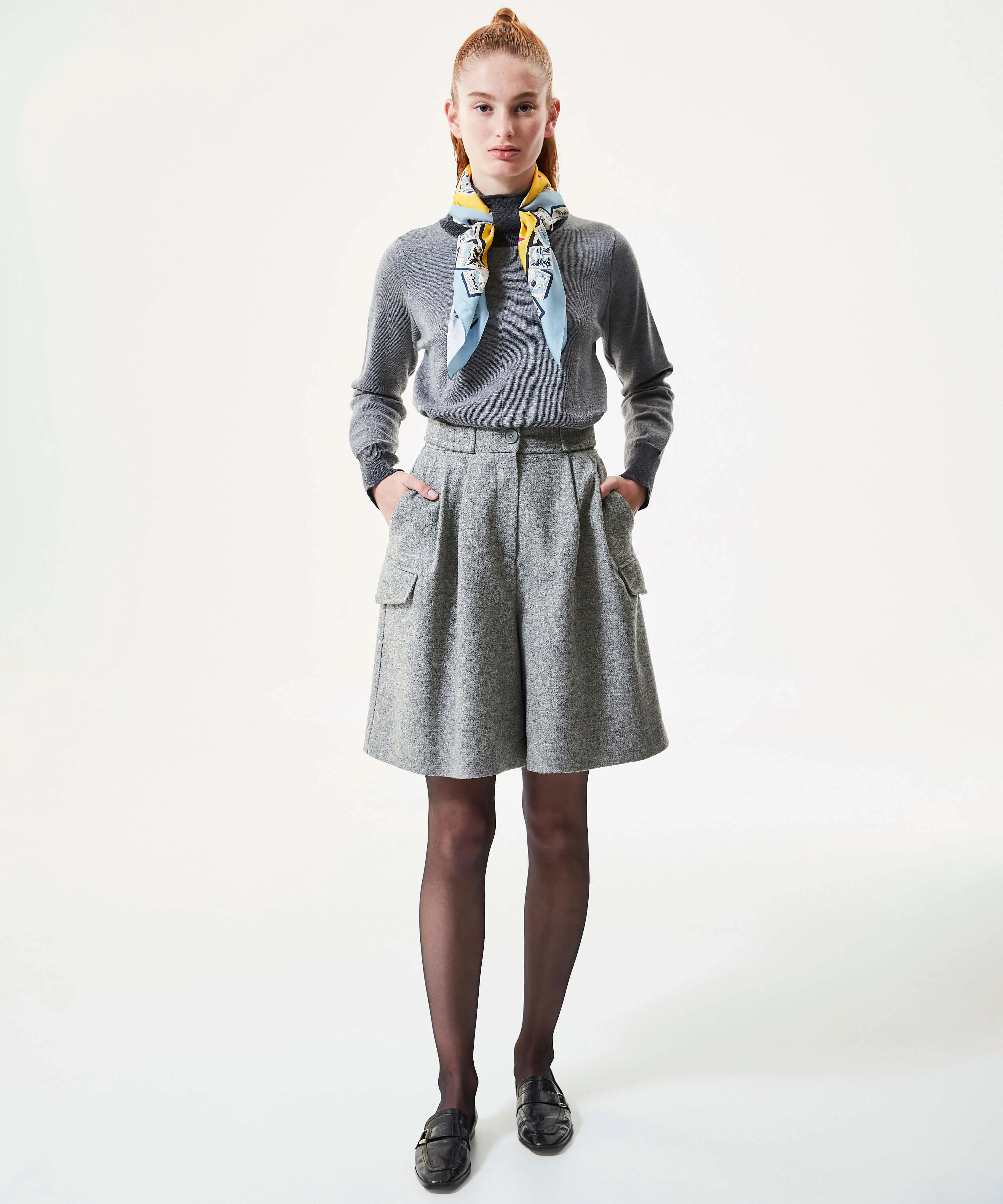 Machka Knitwear With Scarf Accessory Grey Melange