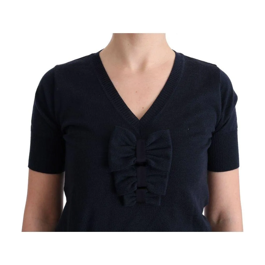 MARGHI LO' Elegant Blue Wool Top - Chic Everyday Elegance