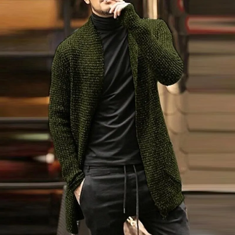 Men's Casual Loose Mixed Color Knit Long Sleeve Cardigan 67897583M