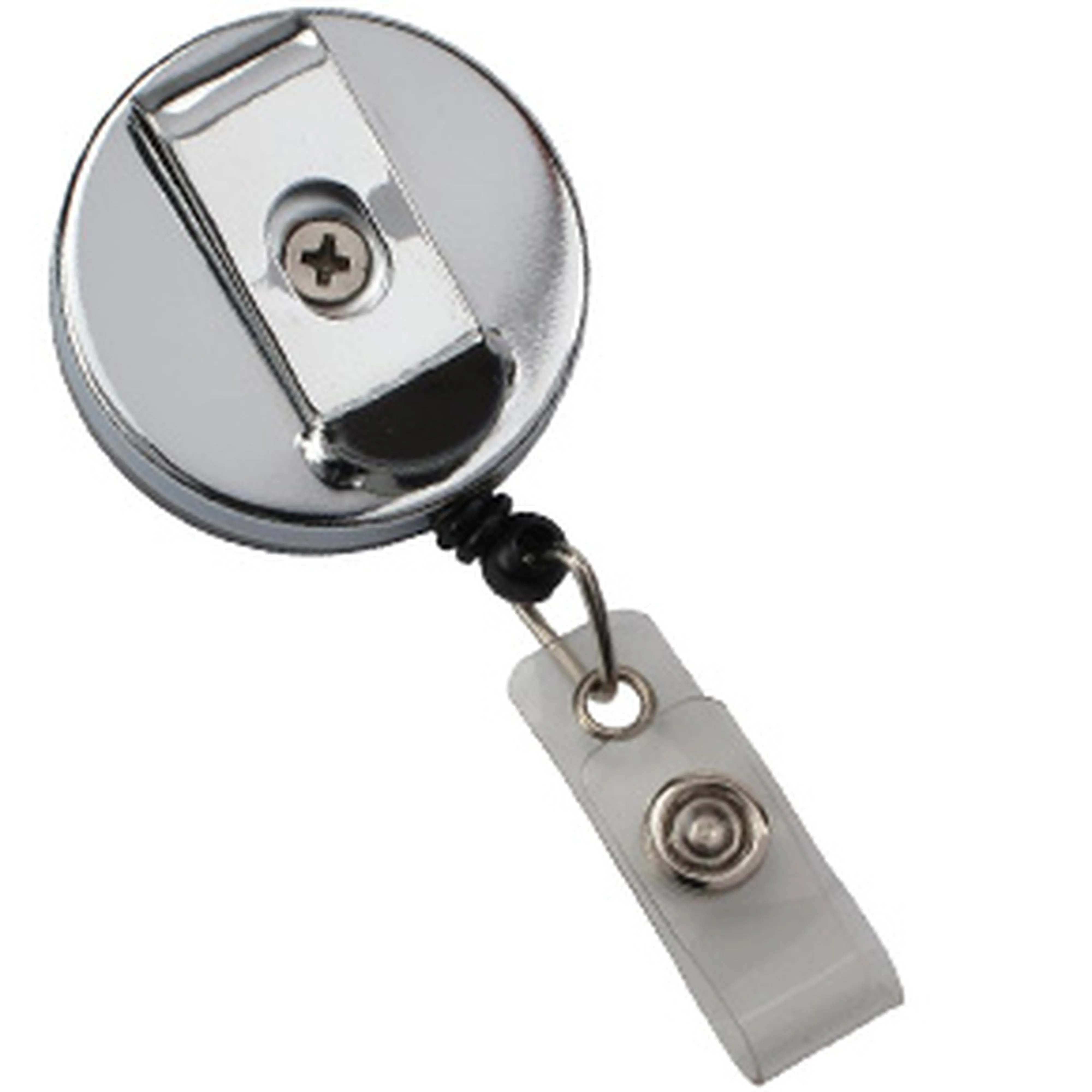 Metal Case Badge Reel with Nylon Cord Chrome