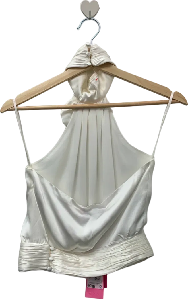 MNG White Halter Top with Rosette XS