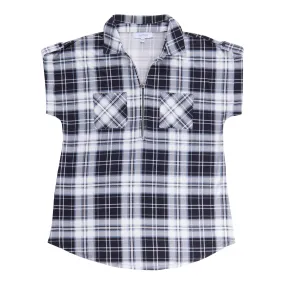 mySTYLE Women's Plaid Short Sleeve Top