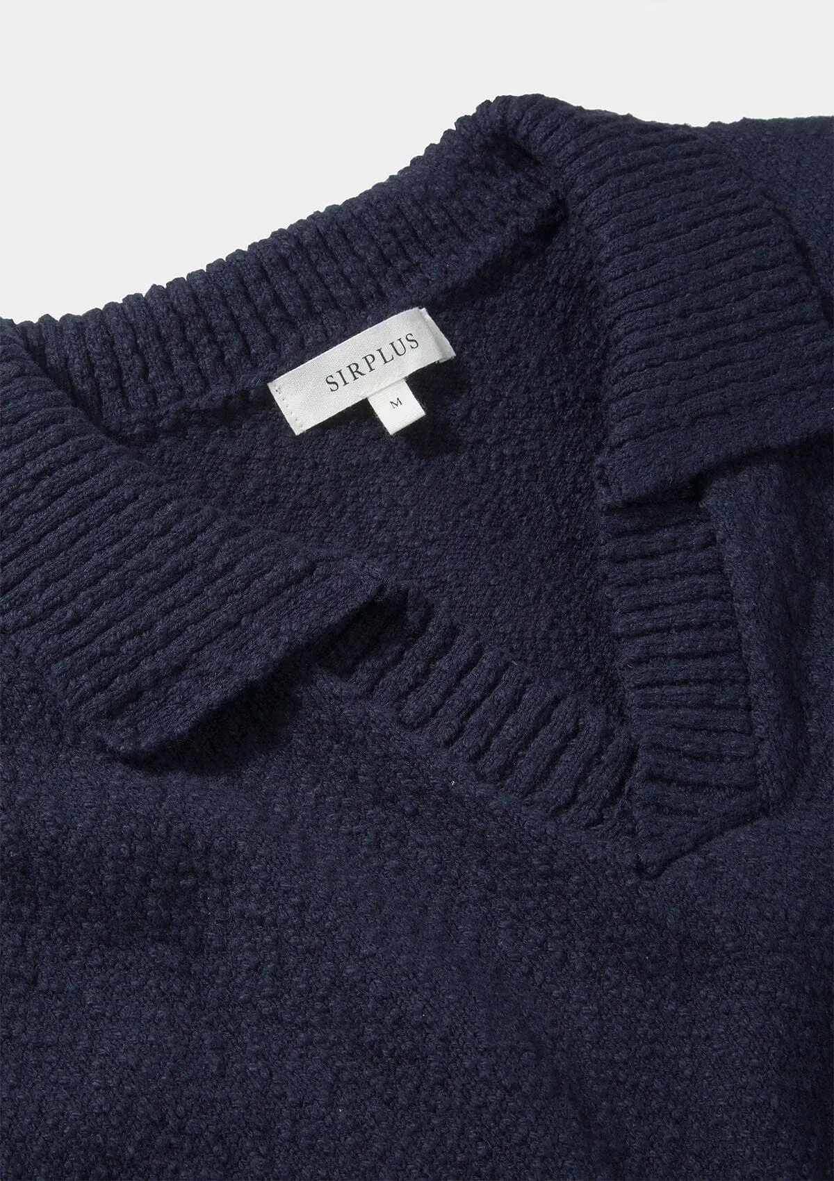 Navy Boucle Knit Resort Polo