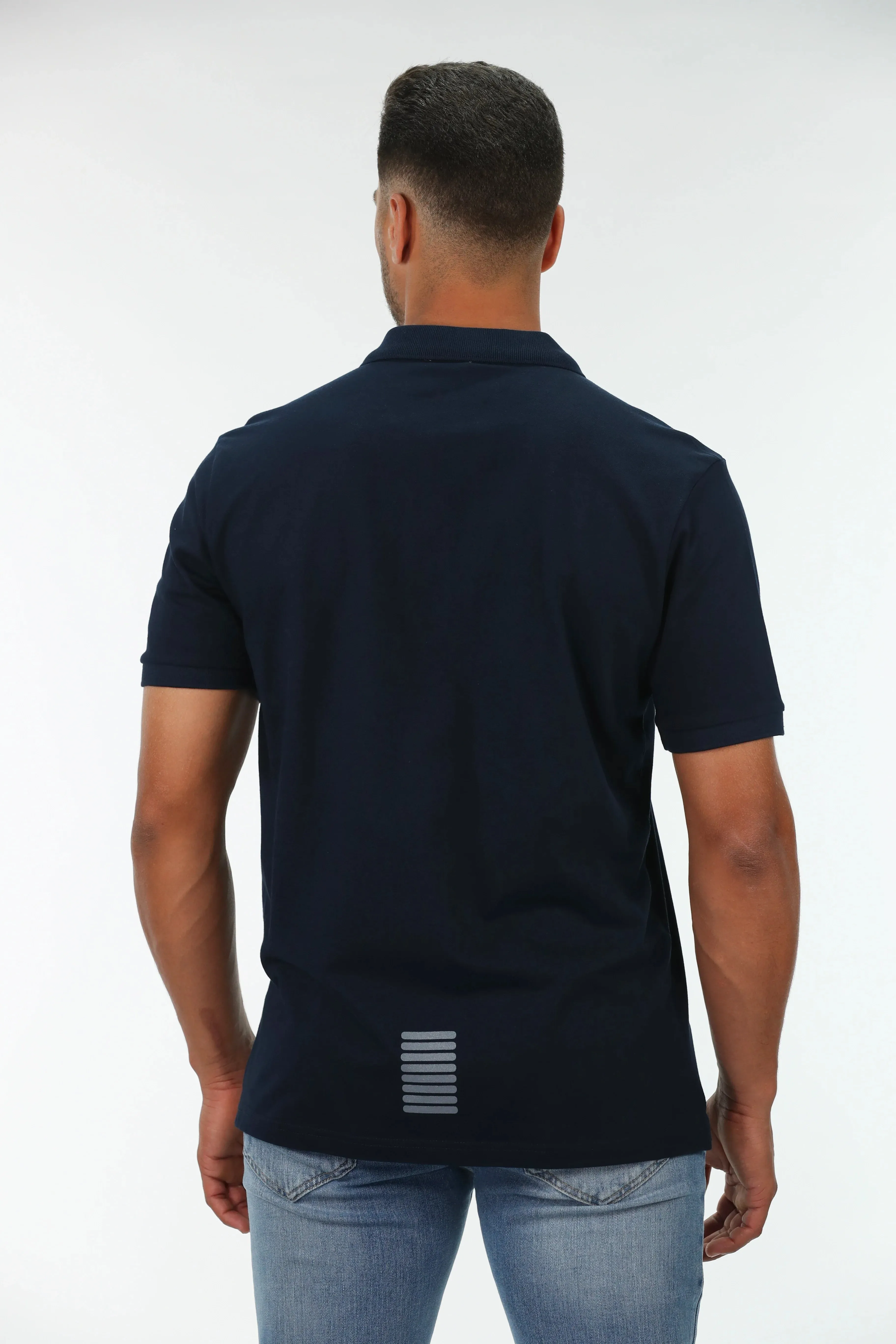 Navy Polo With Chest & Back Design