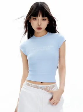 Pastel Blue Logo Crop Tee