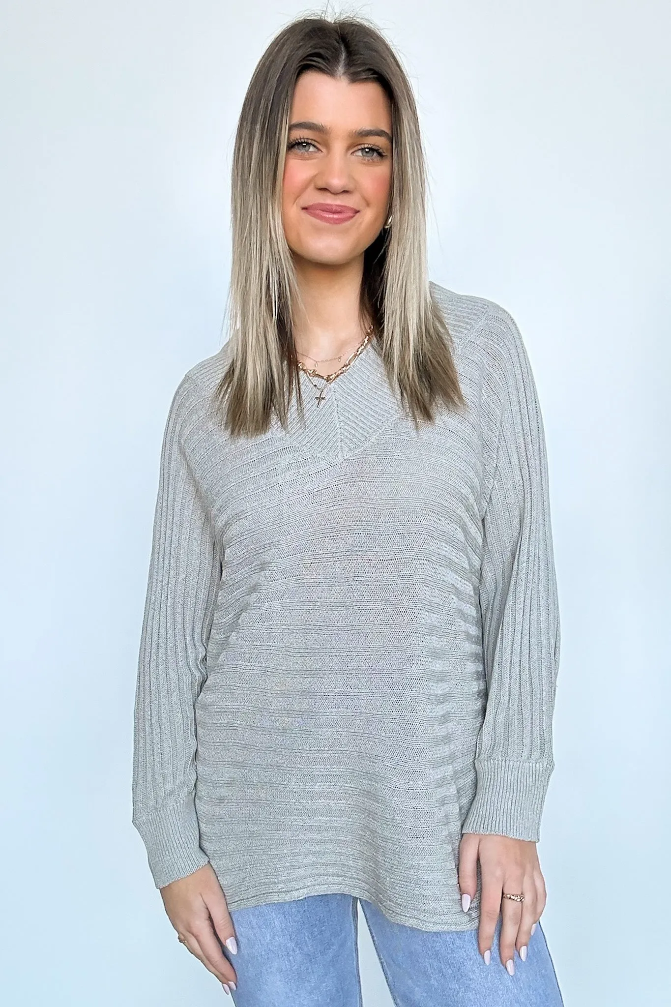 Posh Forecast Dolman Sleeve V-Back Sweater - FINAL SALE