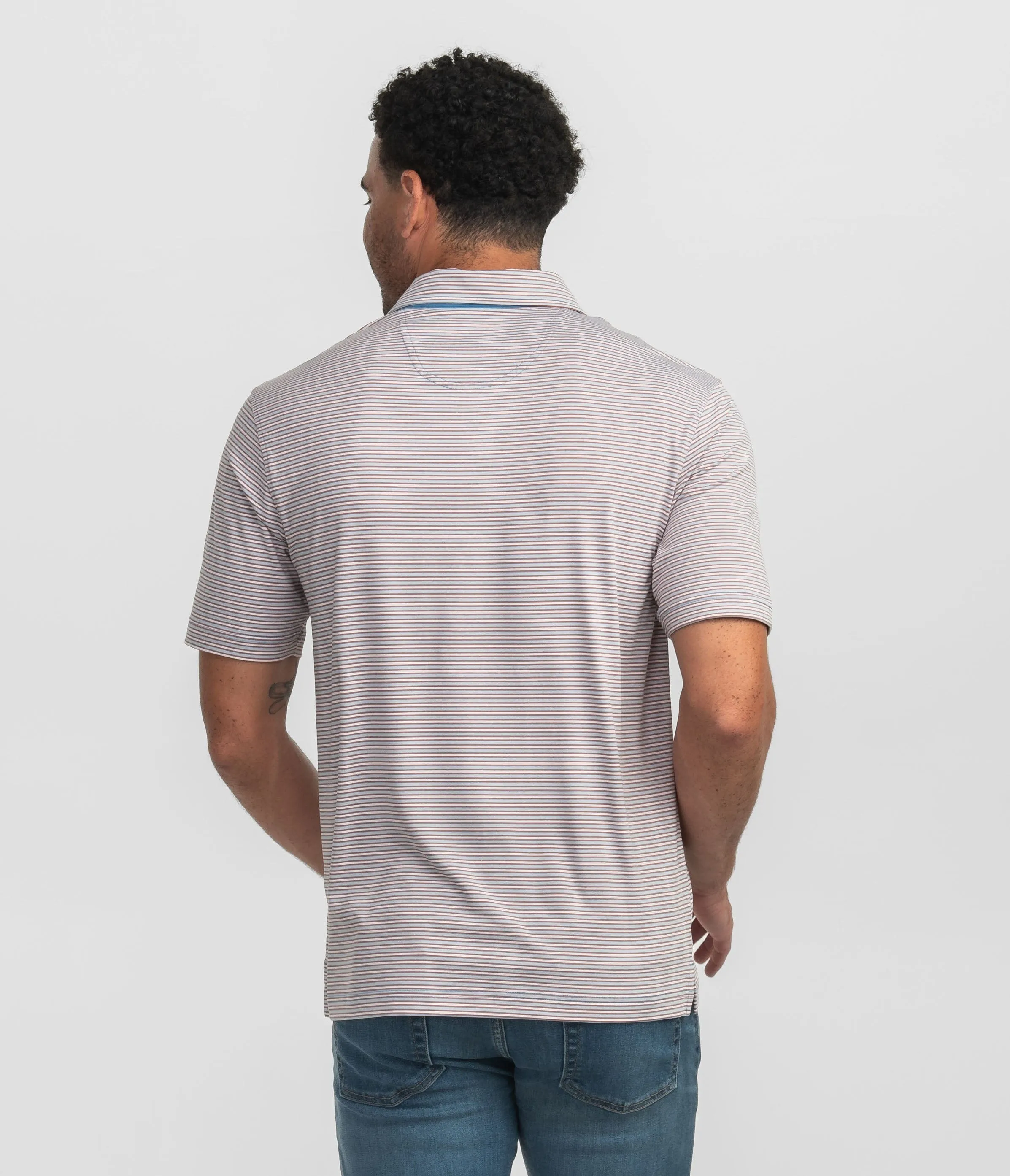 Scoreboard Stripe Polo - Smoke Blue