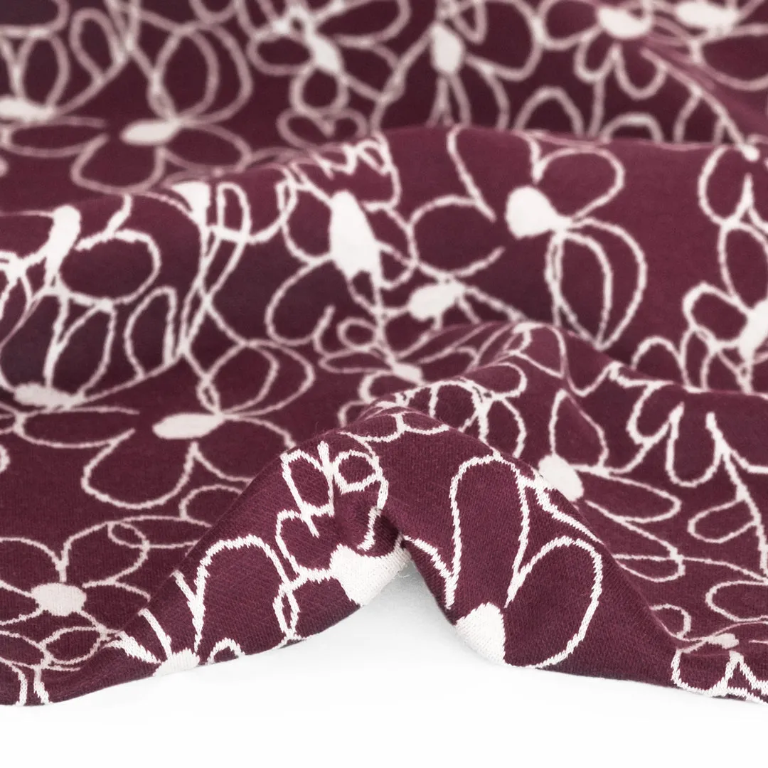 Scribble Daisy Cotton Double Knit - Burgundy