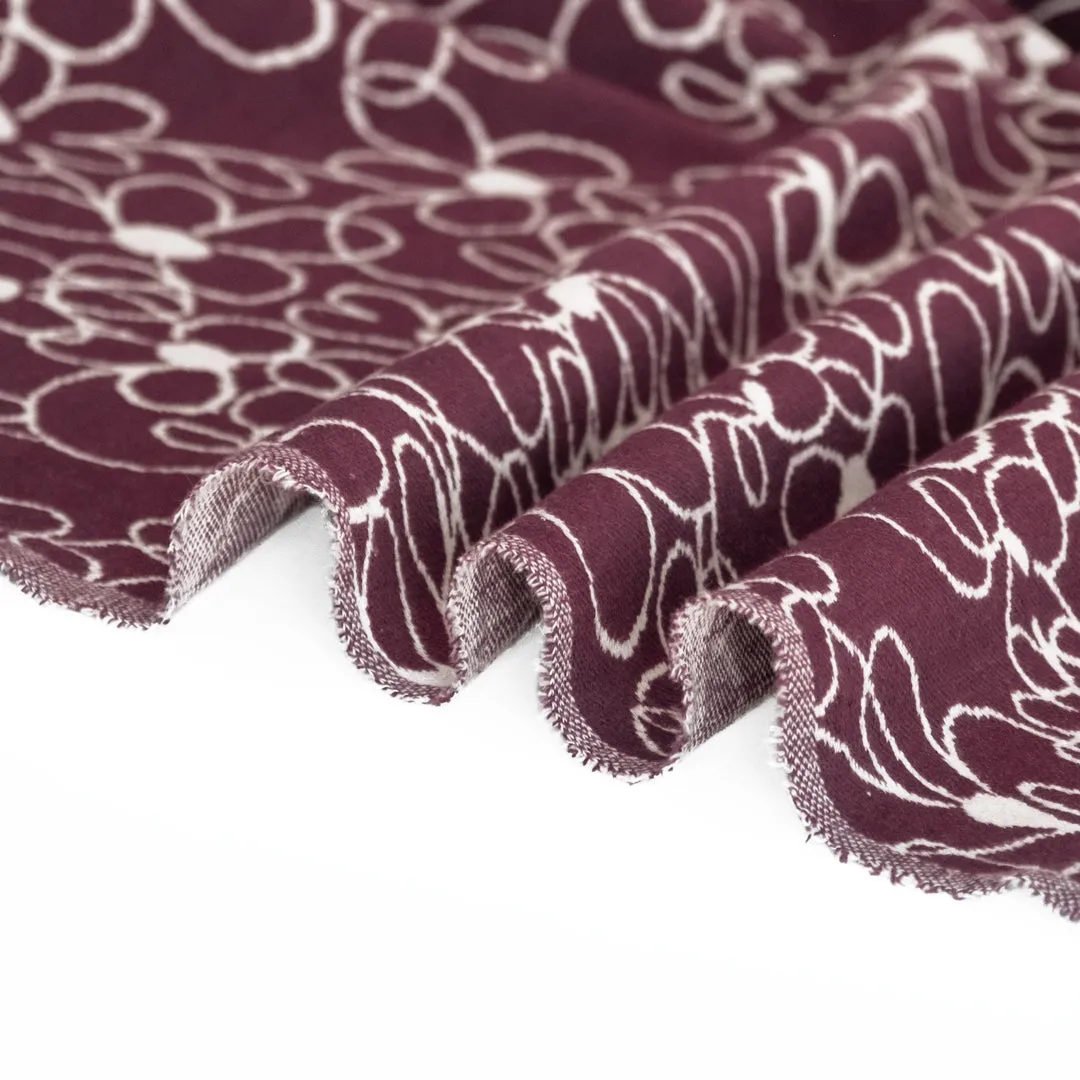 Scribble Daisy Cotton Double Knit - Burgundy