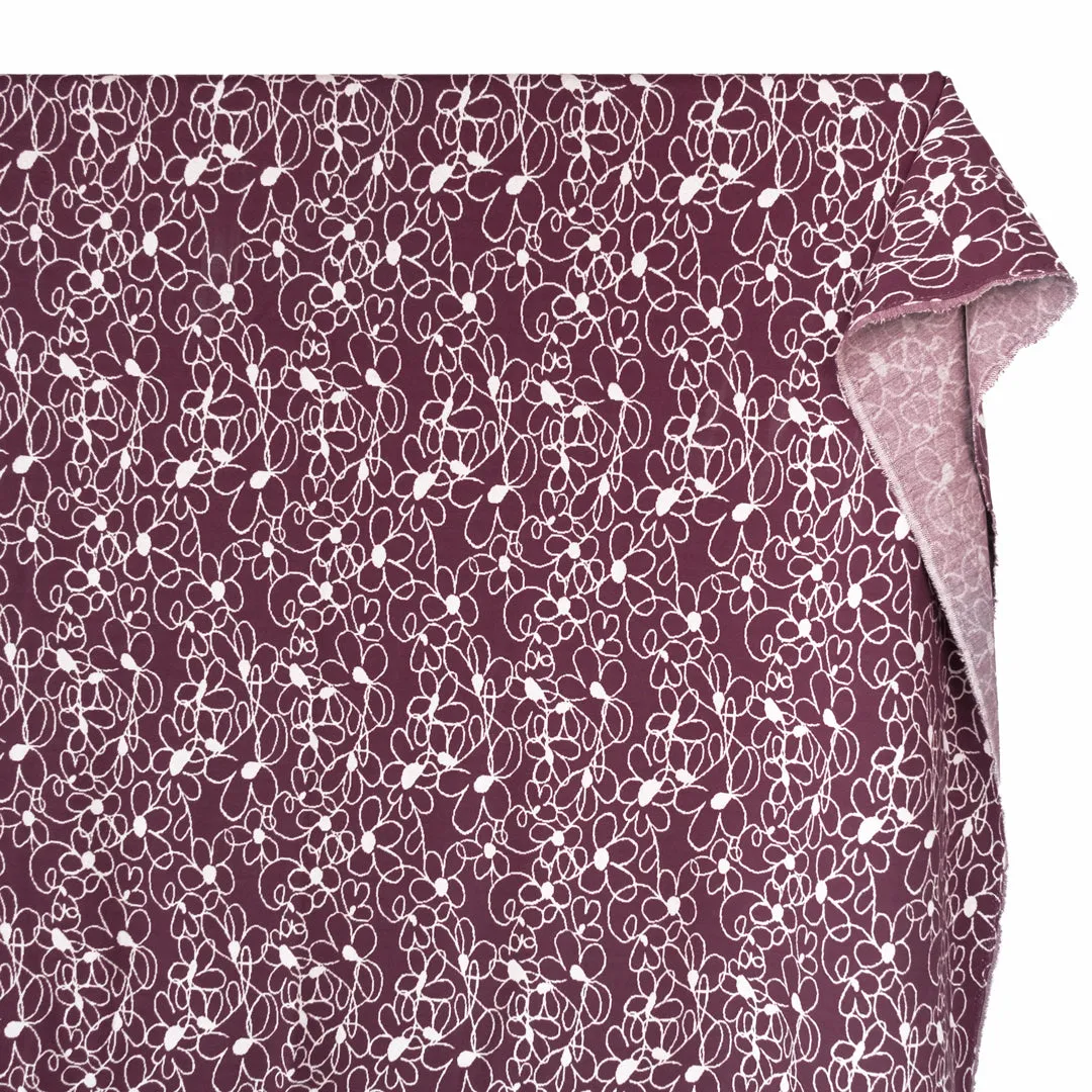 Scribble Daisy Cotton Double Knit - Burgundy