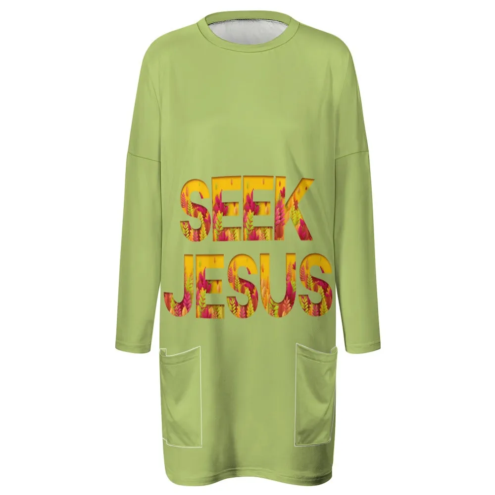 Seek Jesus Christian LS Pocket Tee