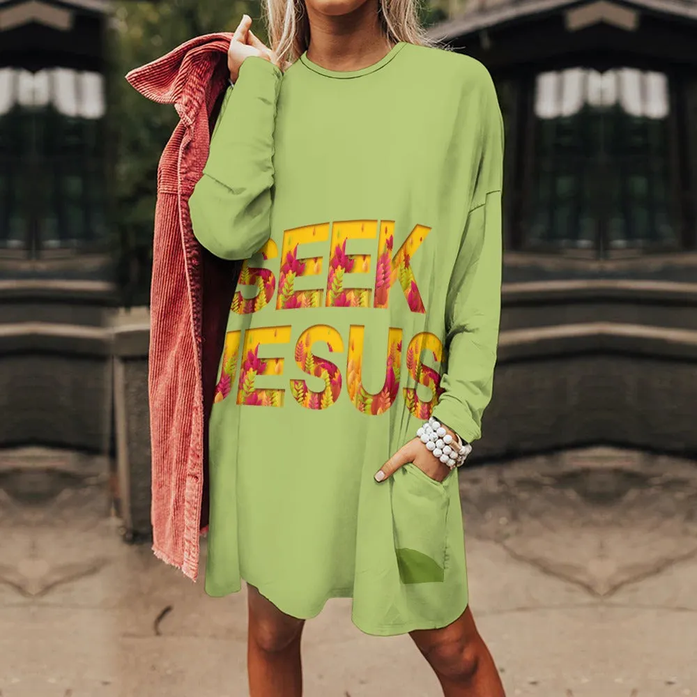 Seek Jesus Christian LS Pocket Tee