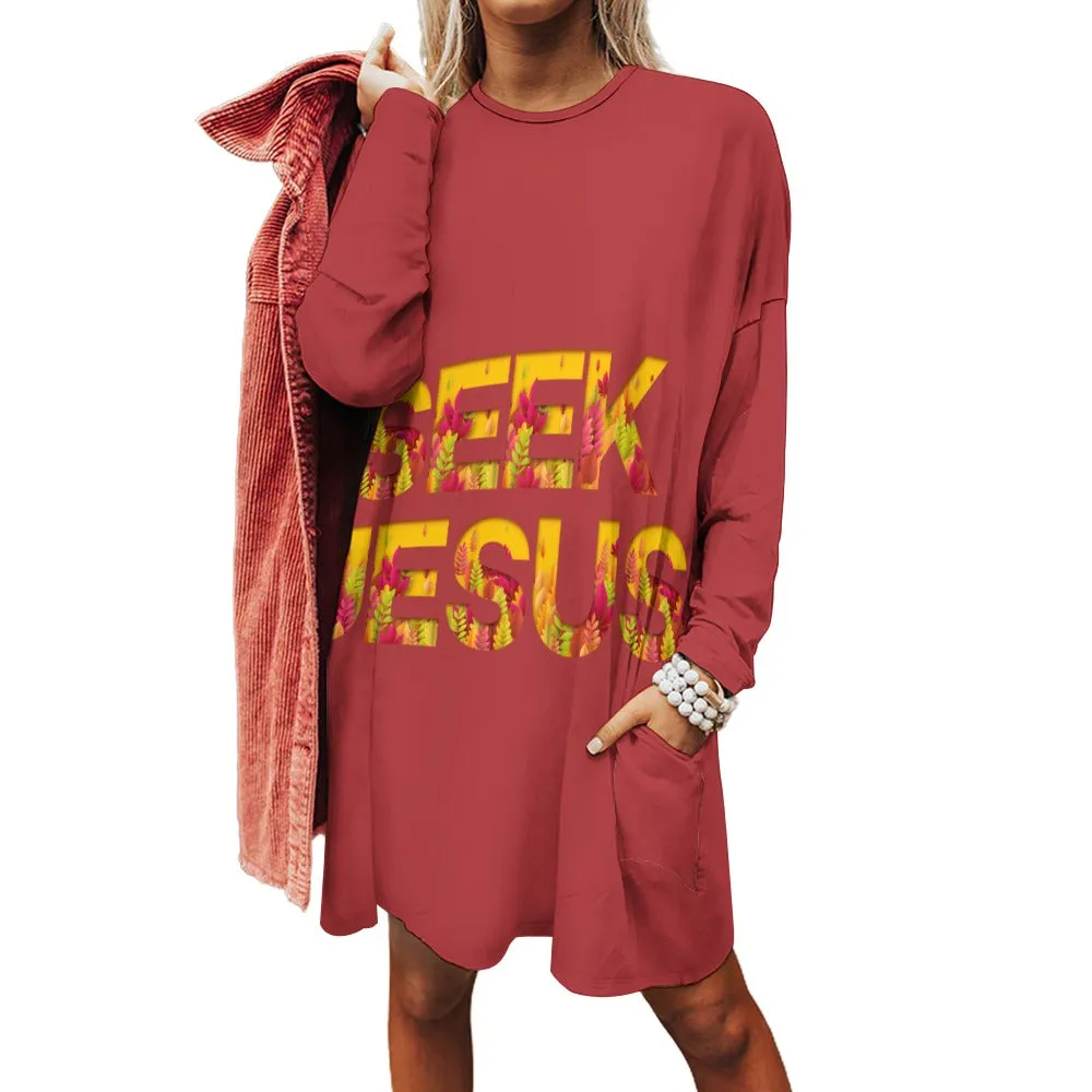 Seek Jesus Christian LS Pocket Tee