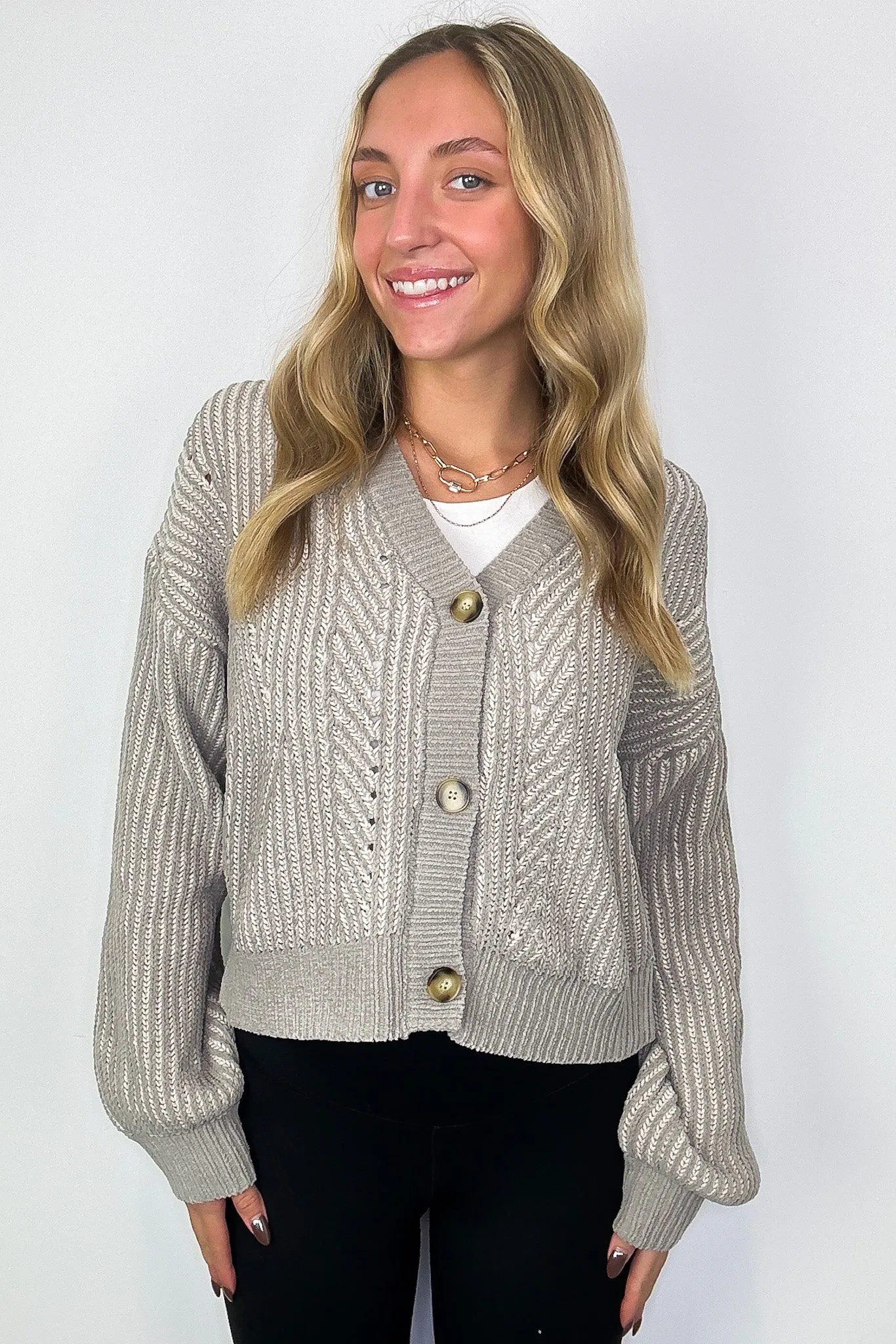 Signature Sunday Two Tone Button Down Cardigan