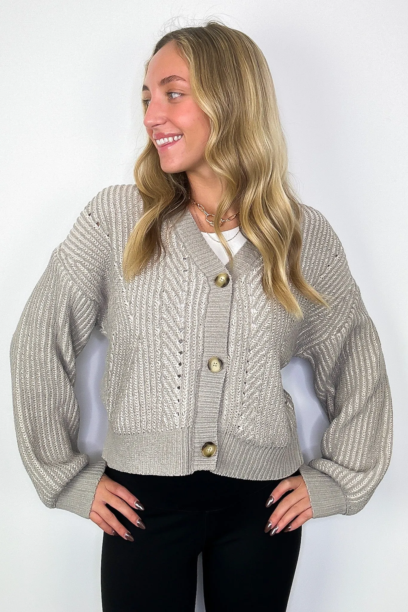 Signature Sunday Two Tone Button Down Cardigan