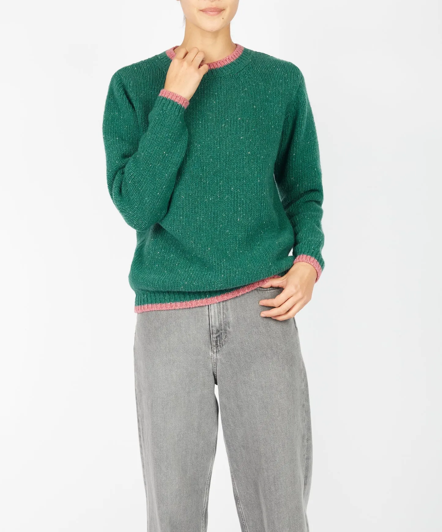 SLANEY CREW NECK SWEATER - GARDEN GREEN