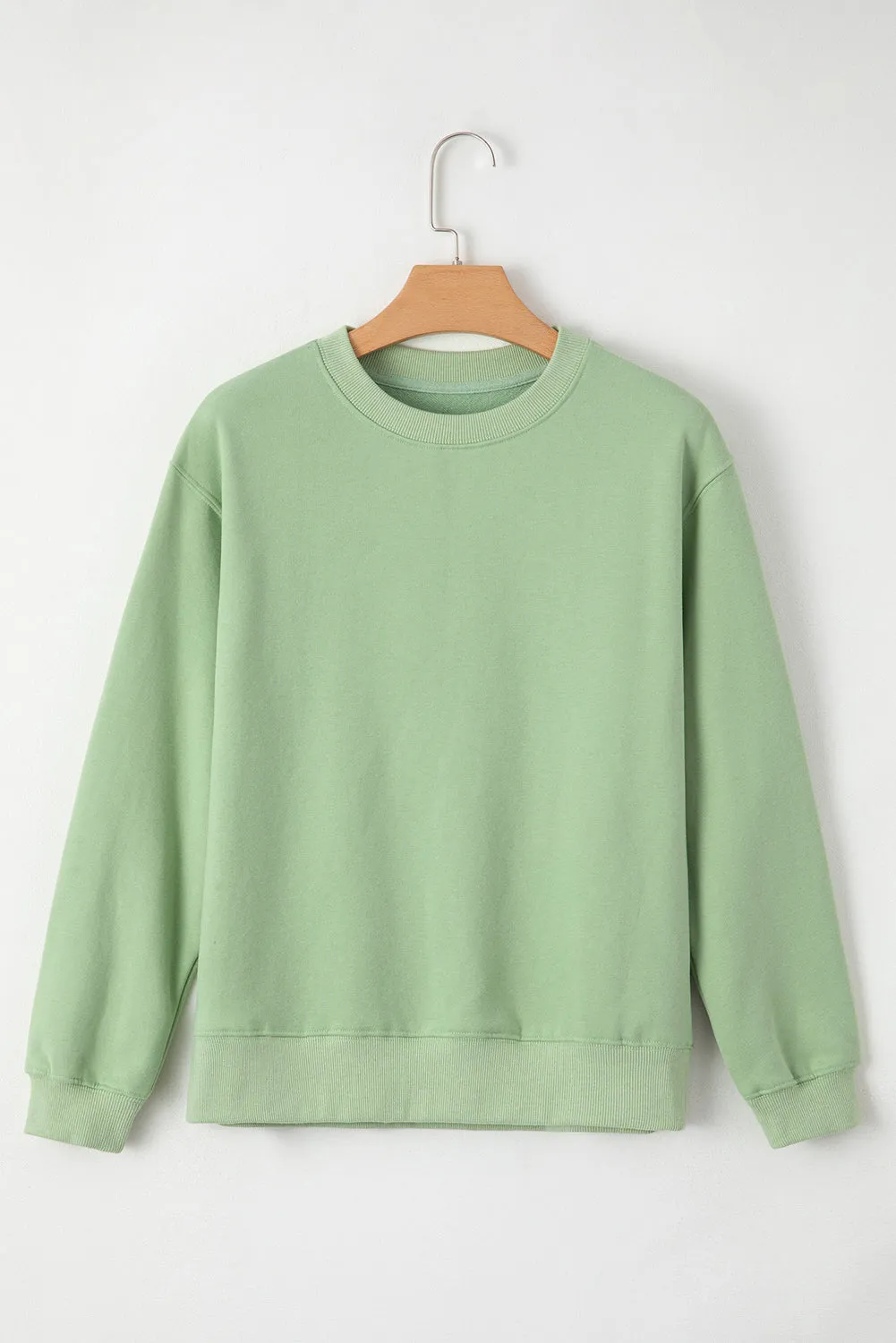 Solid Fleece Lined Drop Shoulder Sweatshirt