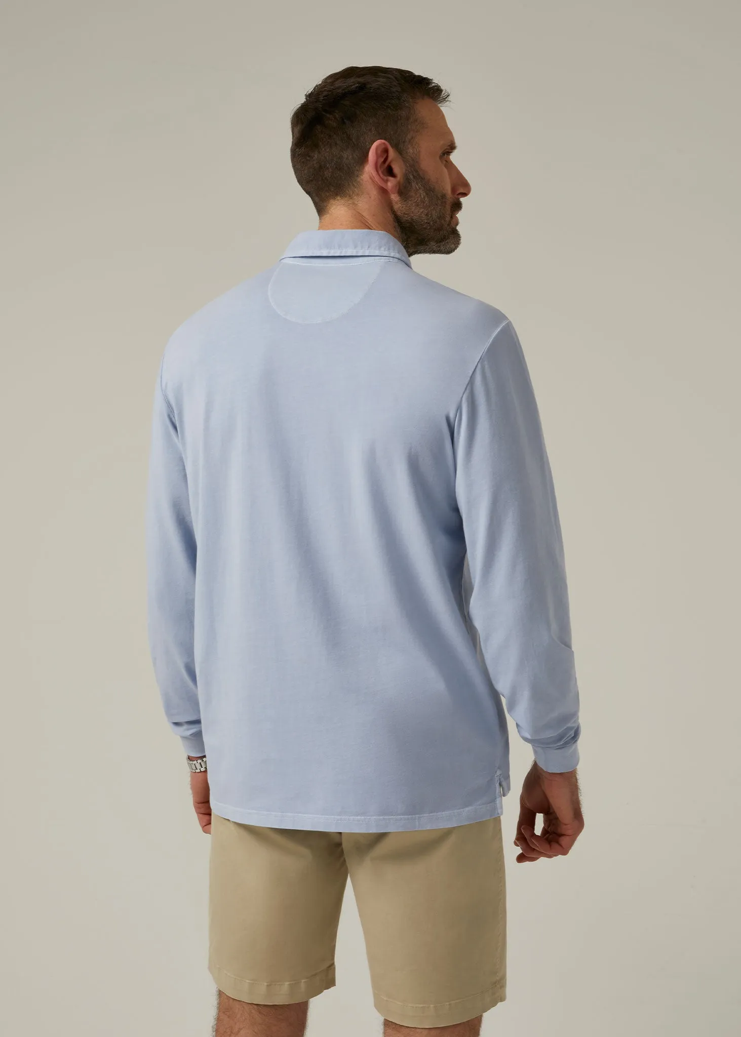 Storwood Long Sleeve Polo Shirt In Light Blue